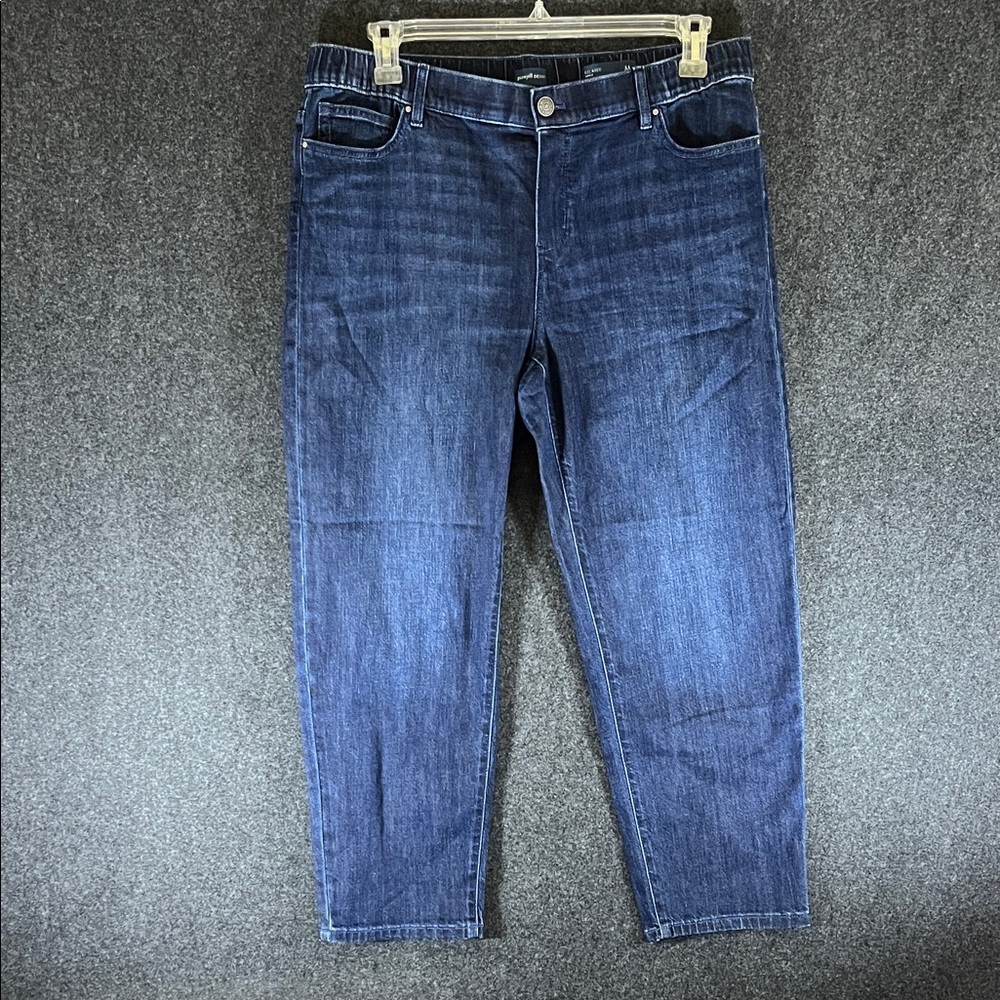 Stylish Purejill Women's Blue Ankle Jeans Size M Elastic Waist